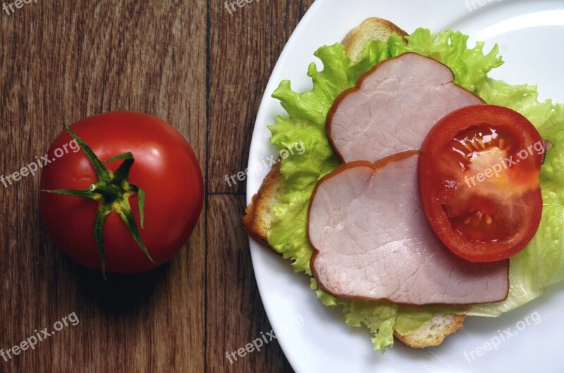 Food A Sandwich Tomato Greens Bread