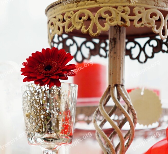 Gerbera Glass Stand Retro Decoration