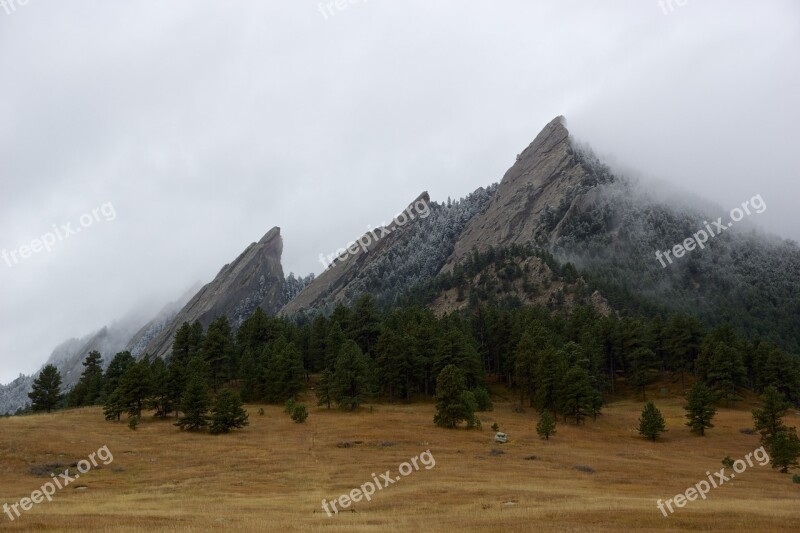 Mountains Misty Colorado Flatirons Landscape