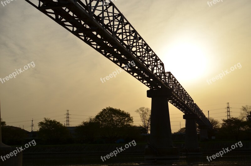 Bridge Nishinomiya Mukogawa Evening Sunset