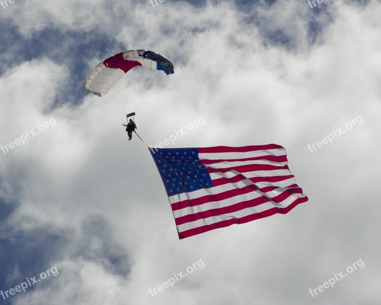 Flag Skydiver American Cloud Parachute