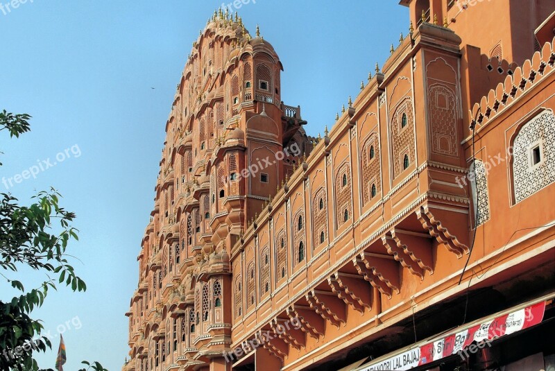 India Rajastan Jaipur Palace Of Winds Pink Sandstone