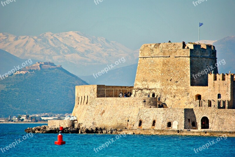 Castle Greece Nafplion Architecture Mediterranean