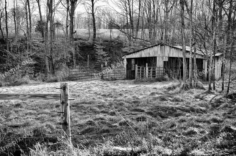 Monochrome Black And White Country Rural Landscape