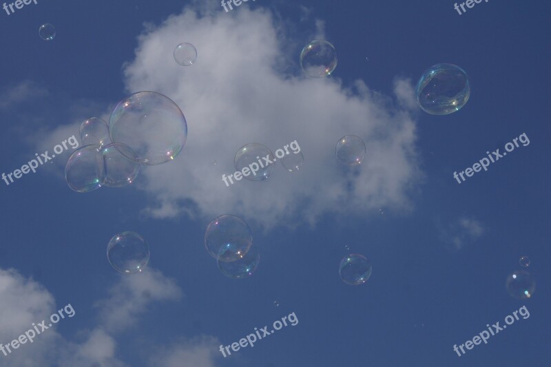 Soap Bubbles Sky Blue Weightless Float