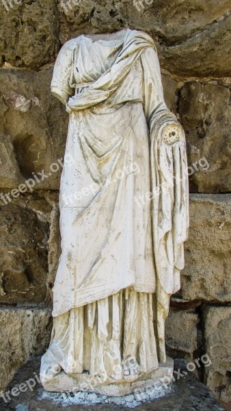 Cyprus Salamis Statue Woman Tunic