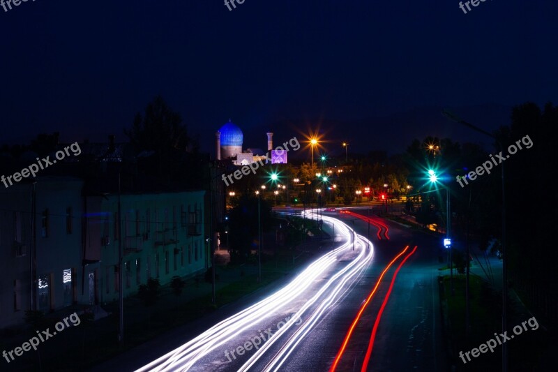 Samarkand Night Lights Uzbekistan Freezelight