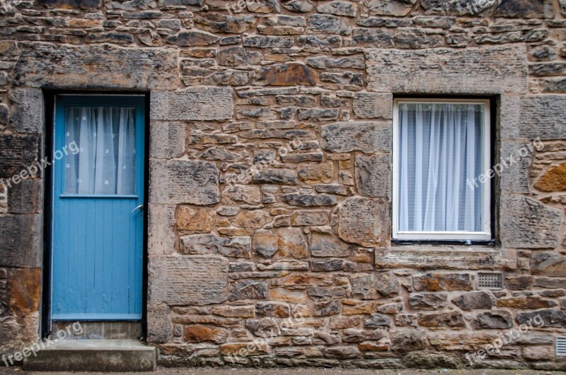 Blue Wood Old House Entrance