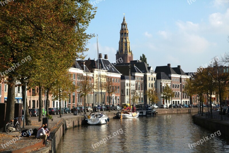 Groningen Boats Architecture Town Dutch