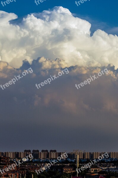 Blue Sky White Cloud Beijing The Urban Landscape Heavy Cloud