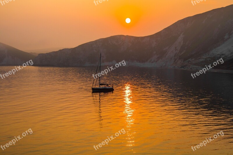 Sunset Worbarrow Bay The Fog Ocean Ship