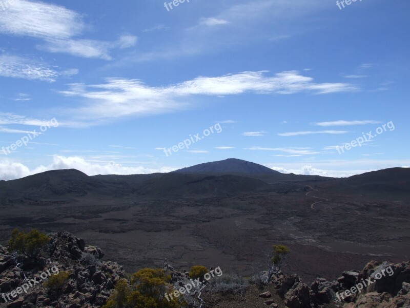 Piton Of The Furnace Volcano Reunion Island Road Sand