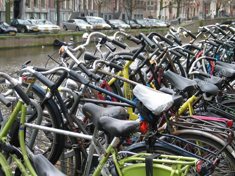 Bicycle Stabling Parking Canal Amsterdam