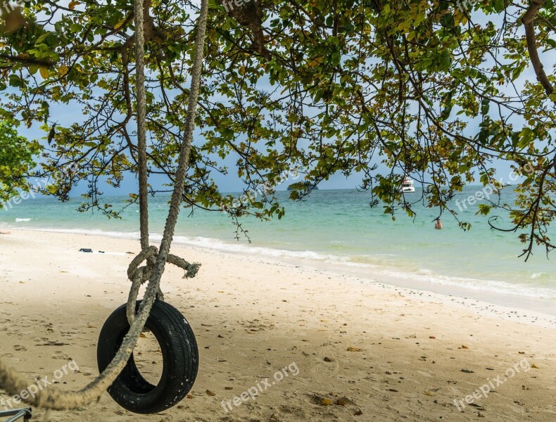 Tire Swing Beach Summer Fun Outdoor