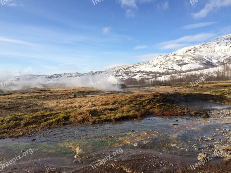 Iceland Geyser Ice Fire Boiling