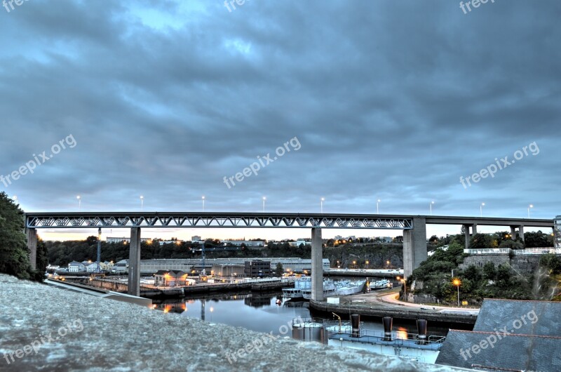 Bridge Evening Reflections On The Water Twilight River