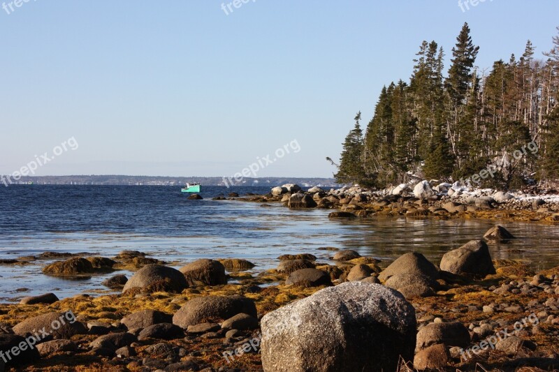 Nova Scotia Winter Snow Ocean Boat