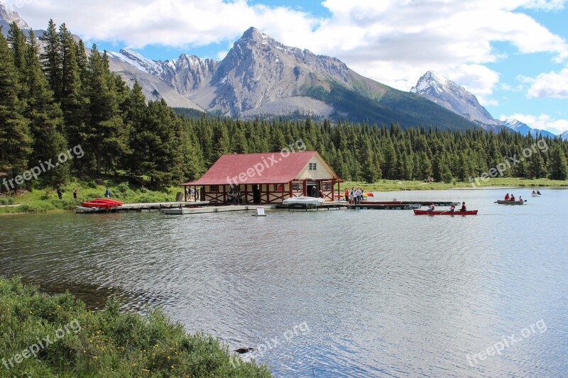 Maligne Lake Canoe Rental Canadian Rockies Mountains Blue