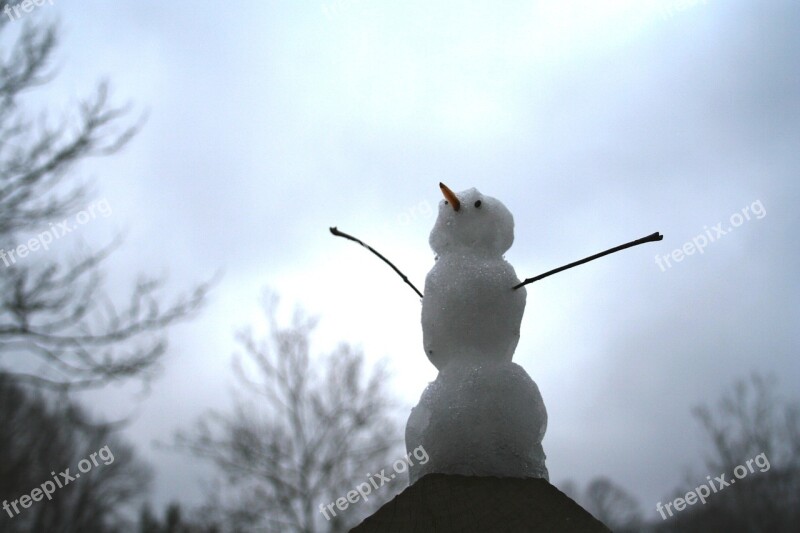 Snowman Happy Winter Fun Snow