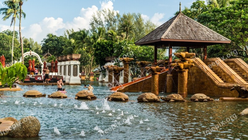 Phuket Thailand Marriott Beach Resort Pool Turtle Sculptures