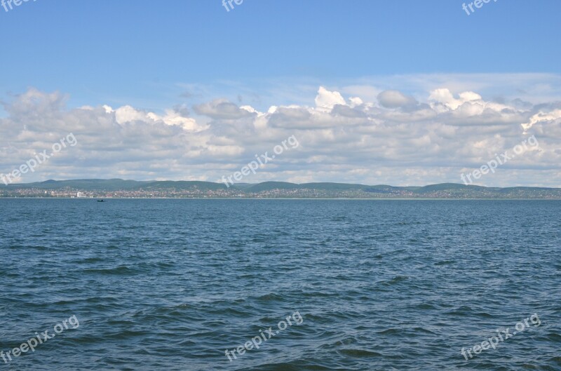 Hungarian Sea Lake Balaton Water Summer Clouds