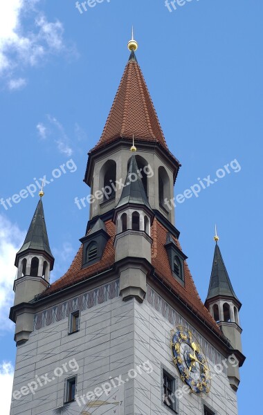 Clock Tower Clock Munich Architecture Germany