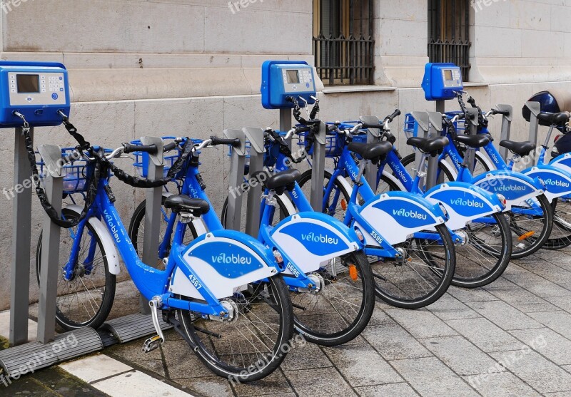 Velo Bleu Rental Bikes Rental Station Machines French