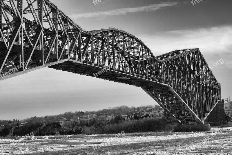 Québec Bridge Saint-laurent River Winter