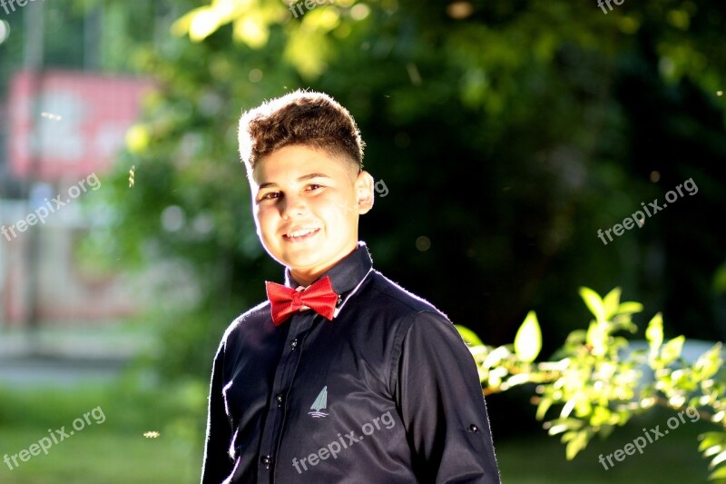 Bath Bow Tie Young Sympathetic Smile