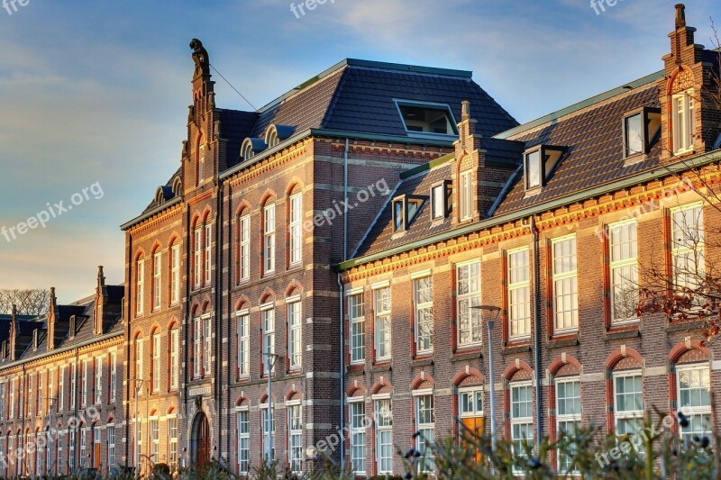 Barracks Building Dusk Windows Old