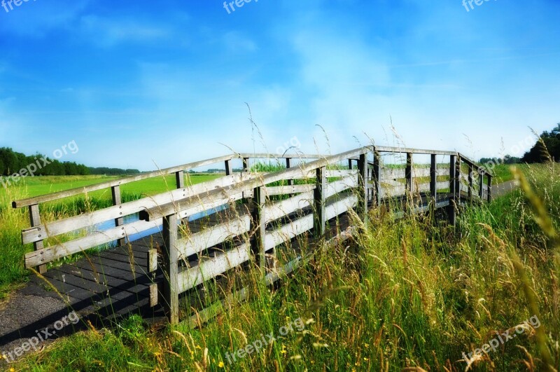 Bridge Ditch Landscape Dutch Landscape Polder