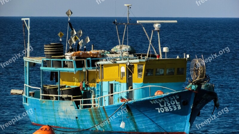 Motor Ship Fishing Ship Fishing Sea Cyprus