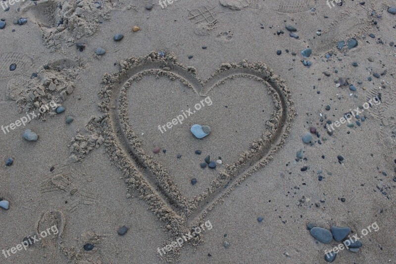 Heart Love Stones Sea Nature