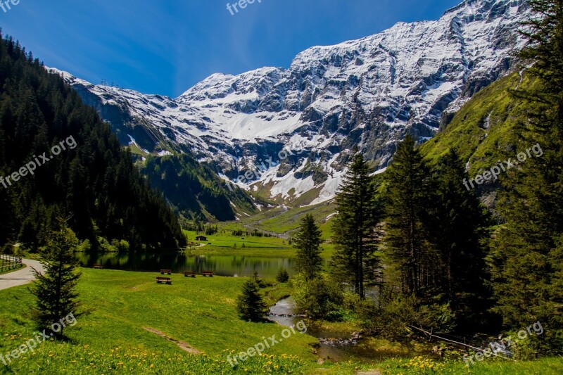 Mountains Alm Nature Lake On Foot