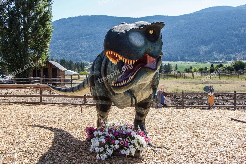 T-rex Dinosaur British Columbia Flower Landscape