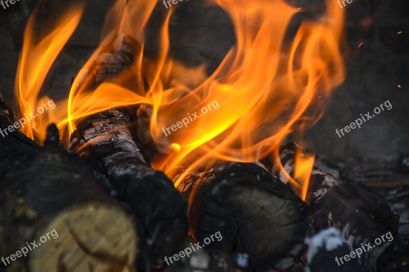 Fireplace Fire Flames Beautiful Nature