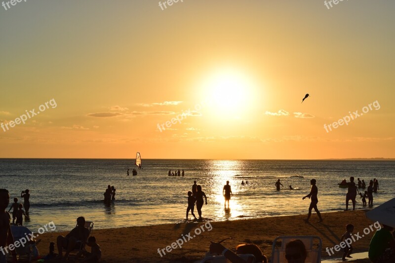 Sunset Red Sun People Silhouetts Silhouettes