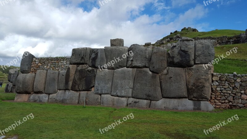 Cuzco Peru Inca Mountain Stone Wall