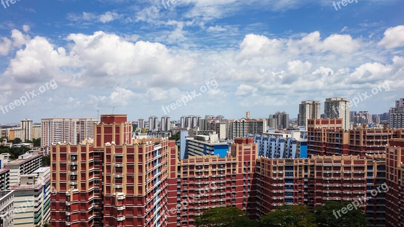 Singapore Building Sky Blue Housing