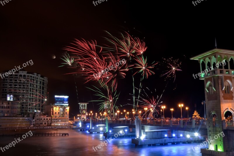 Stanley Bridge Alexandria Egypt Firework Fireshow