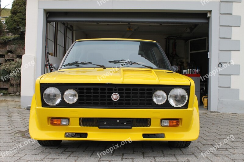 Auto Car Yellow Fiat Old