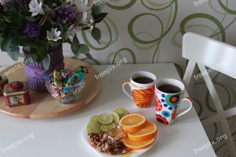 Candy Tea Time Orange Table Tea Cups