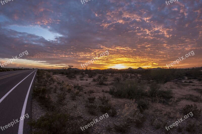 Arizona Road Phoenix Az Desert Sunset