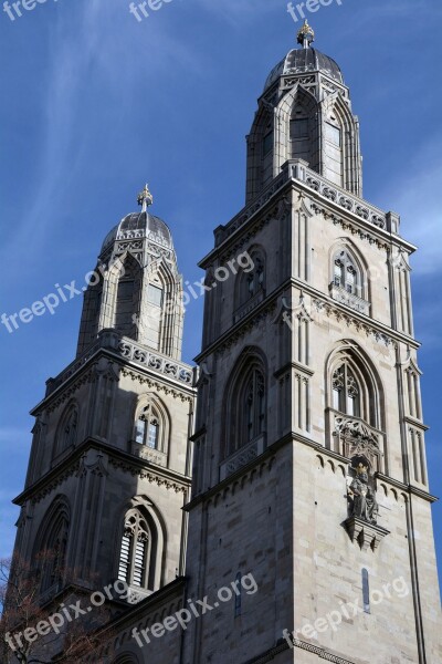 Zurich Grossmünster Church Tower Church Tower