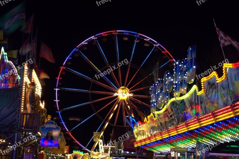 Ferris Wheel Long Exposure Night Photograph Year Market Lights