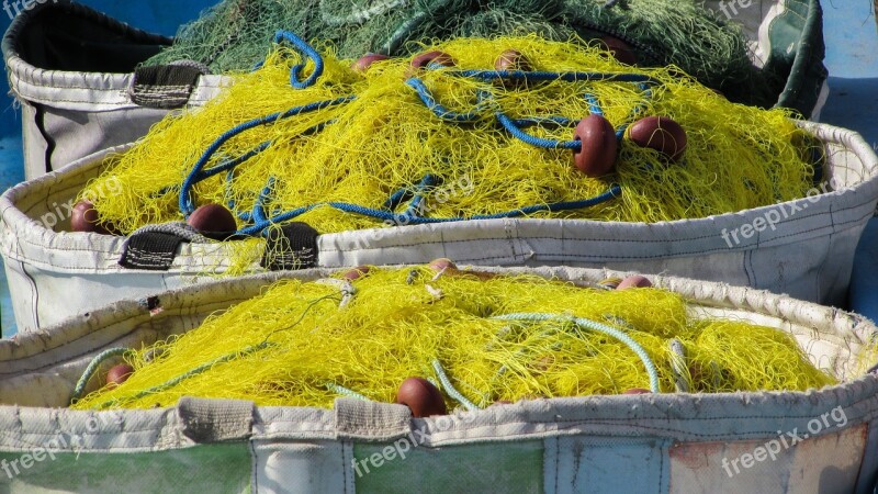 Nets Boat Fishing Harbour Summer