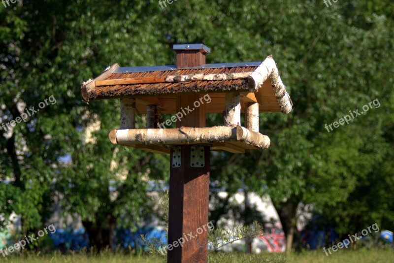 Bird Feeding Tray Shed Wooden Birds Feeding