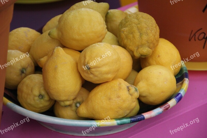 Lemons Plate Still Life Decoration Deco