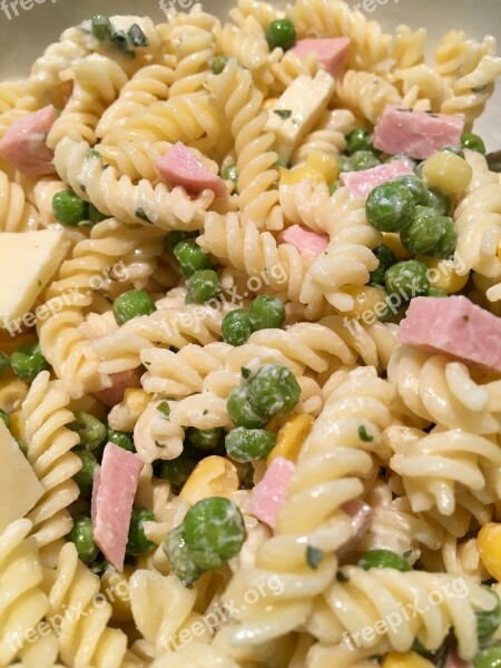 Pasta Salad Fussili Peas Ham Pasta