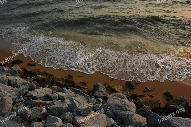 Sandy Beach Sea Water Wave Free Photos